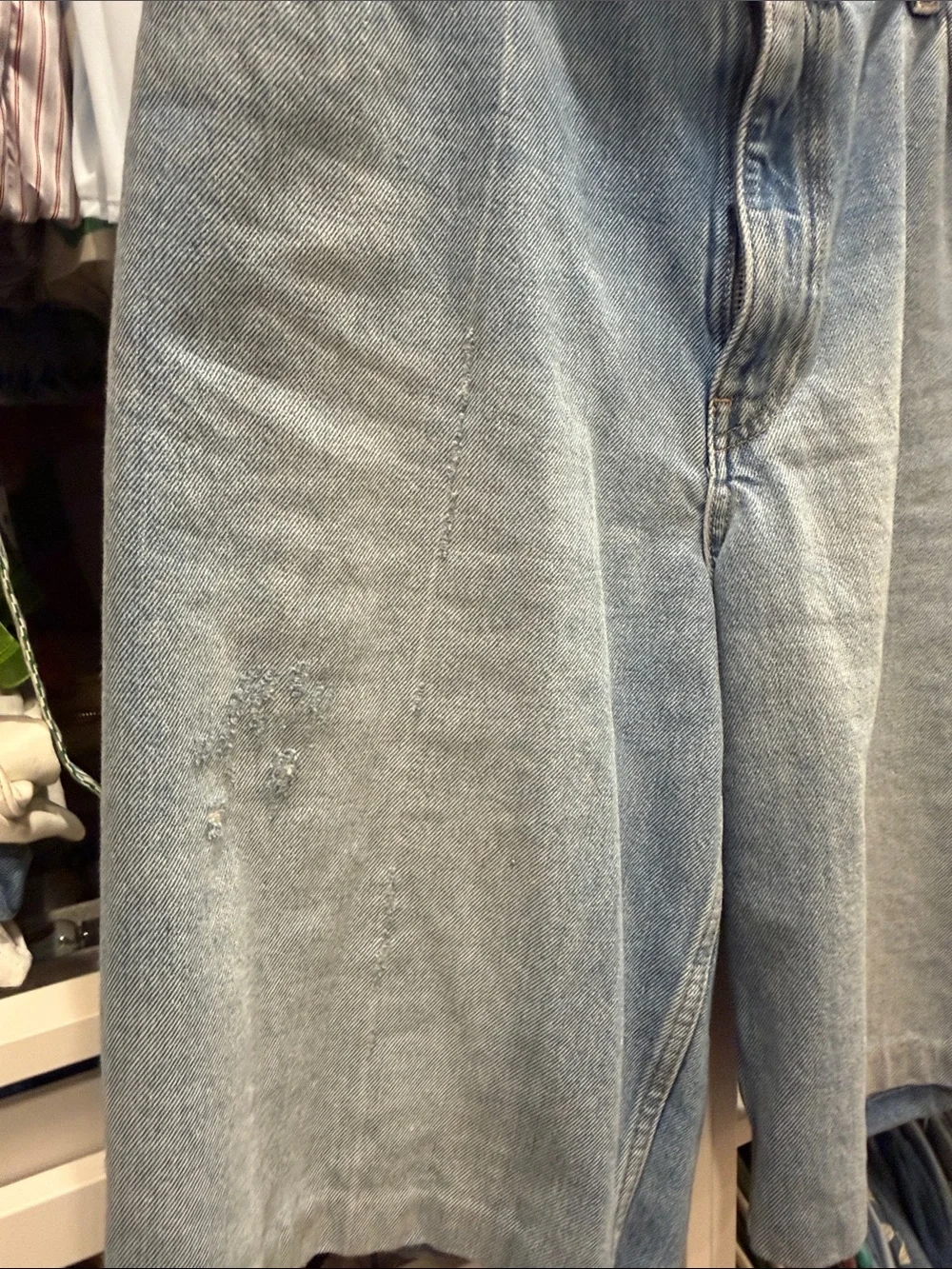 Zara Light Blue Denim Long Jean Shorts